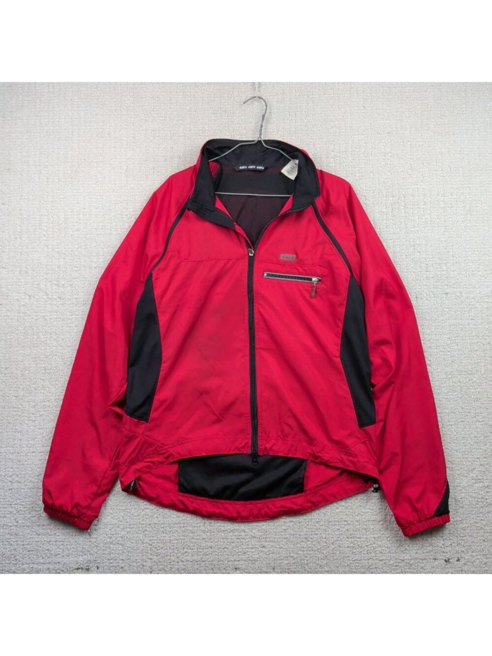 Louis Garneau Windbreaker Cycling Bike Jacket Men XL Red Zip Off Sleeve Gorpcore